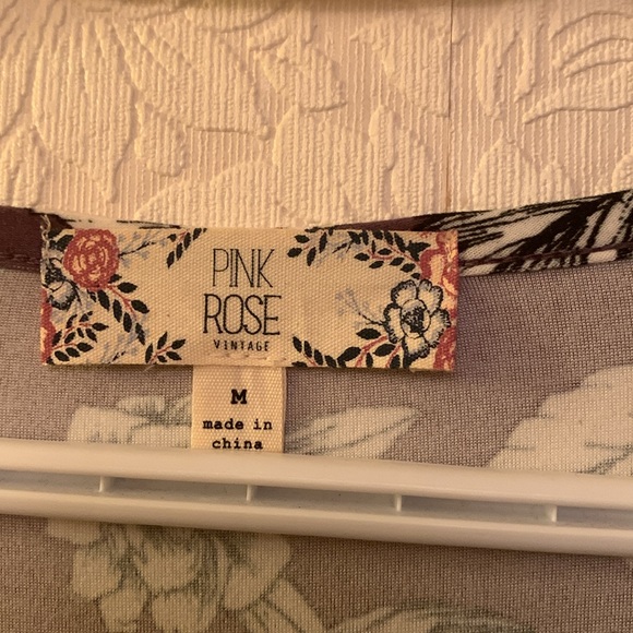 Pink Rose brand name flower printed dress/ long sleeve with lace trim - Picture 5 of 5